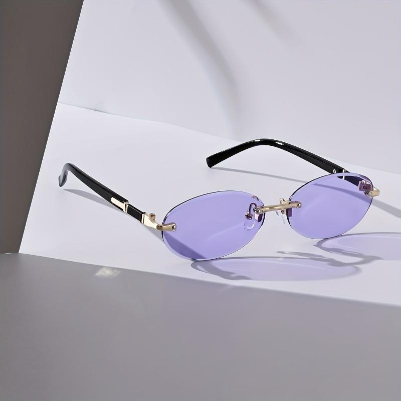 Винтажные овальные безободковые модные очки для мужчин и женщин - Шикарные черные металлические акценты, доступны в нескольких цветах