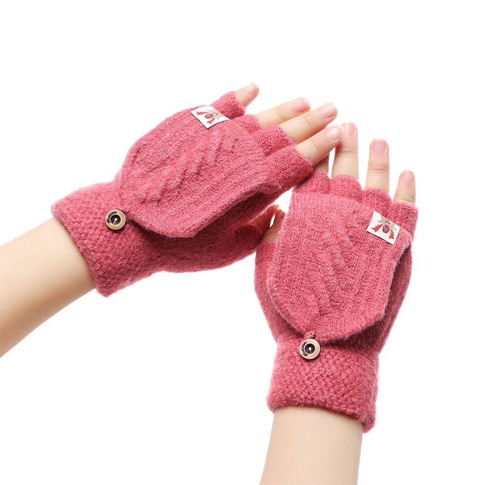 Подарок Флип Эластичные Держите Пальцы в Тепле Митенки без Пальцев Вязаные Перчатки Половина Закрытые Утепленные Теплые