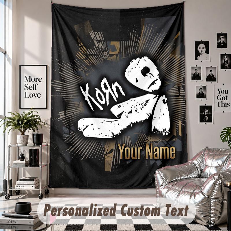 Wall Hanging Tapestry With Custom Name & Text, Korn Decorative Tapestry For Bedroom