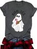 Women's Summer Ghost Pattern Short Sleeve Halloween T-Shirt