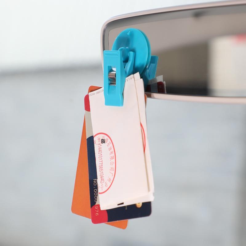 Multifunctional Car Visor Clip: Eyeglass, Card, and Bill Holder with Double Suction Cup