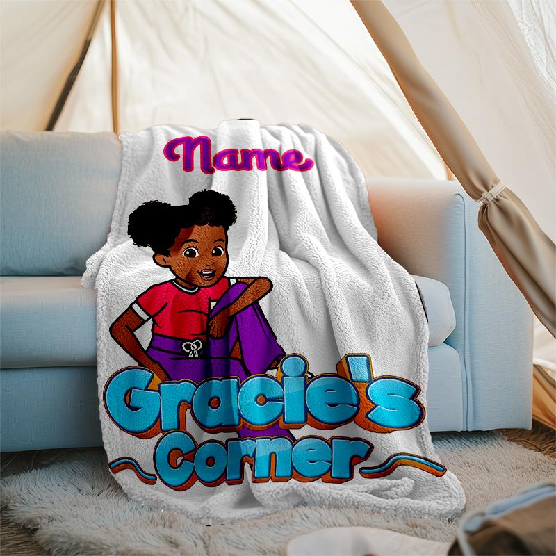 Personalized Custom Name Blanket - Gracies Corner Print Design,Blanket for Sofa,Bed,Travel,Camping - Soft and Warm, Great Gift