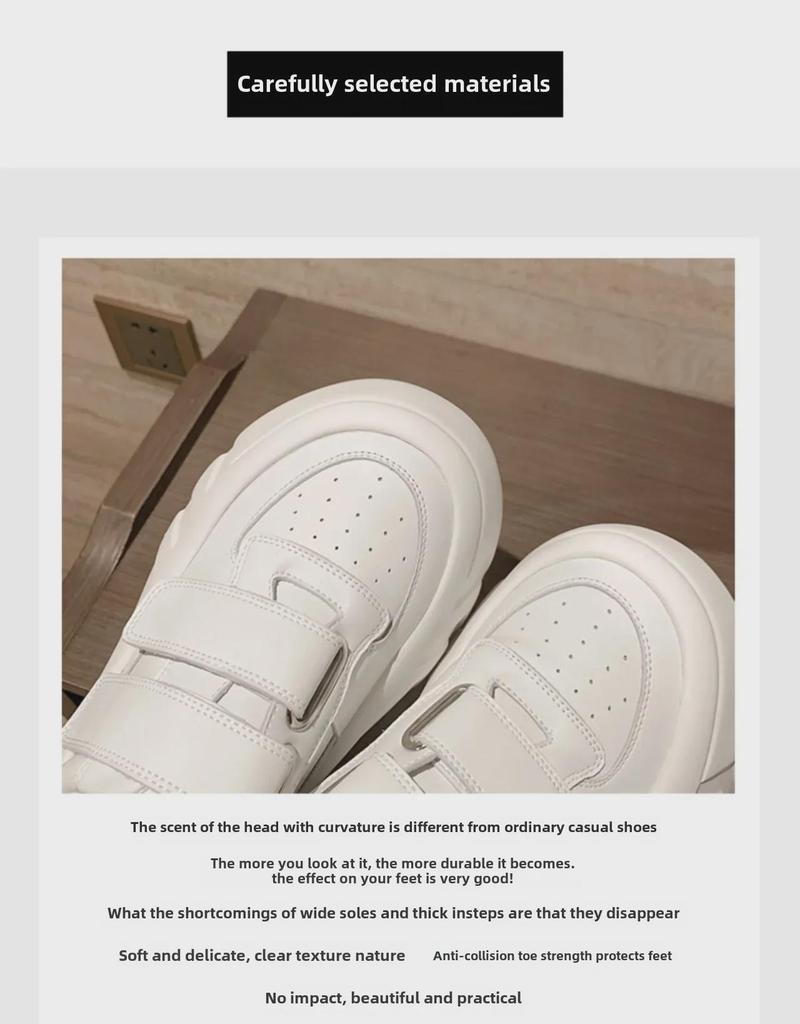 Женские кроссовки на липучке и платформе весна/осень 2024 г. — в стиле колледжа, белые