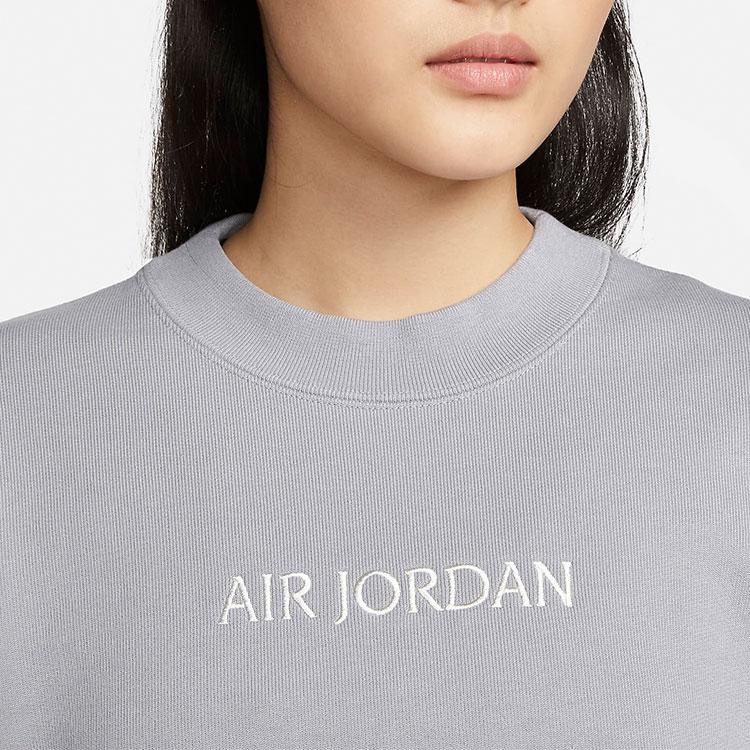 Jordan Round Neck Sport Pullover Long Sleeve Sweatshirt Women Tops Light-Grey White DQ4650-054