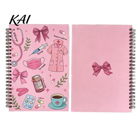 Medical Notebook Themed Coil Notebook, Double Cover Design Thick Ink-proof Paper Healthcare Practitioner Journal Notepad, Spiral Bound for Nursing