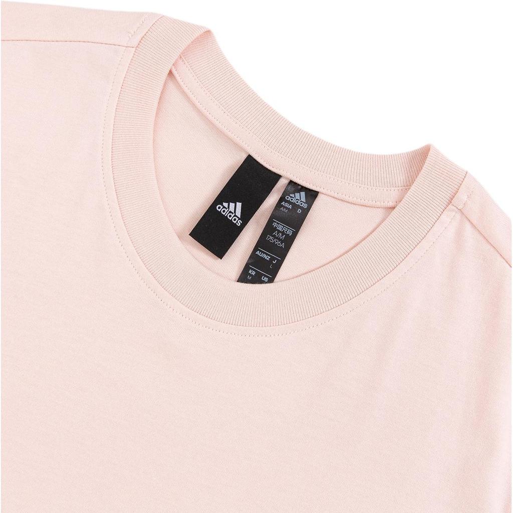 Adidas Solid Color Logo Casual Crew Neck T-Shirt Unisex Tops Pink IT4338