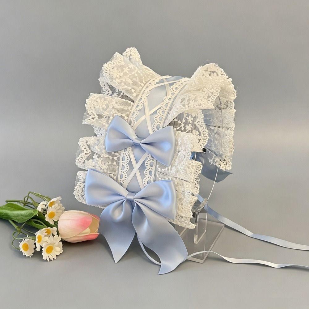 Lace Bow Lolita Headband Sweet Bow Anime Cosplay Headdress Lovely Lace Bow Hairband For Girls