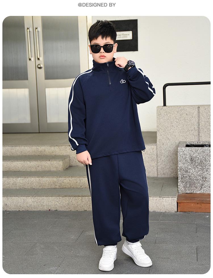 Стильный осенний комплект с худи для мальчиков большого размера (8-15 лет)