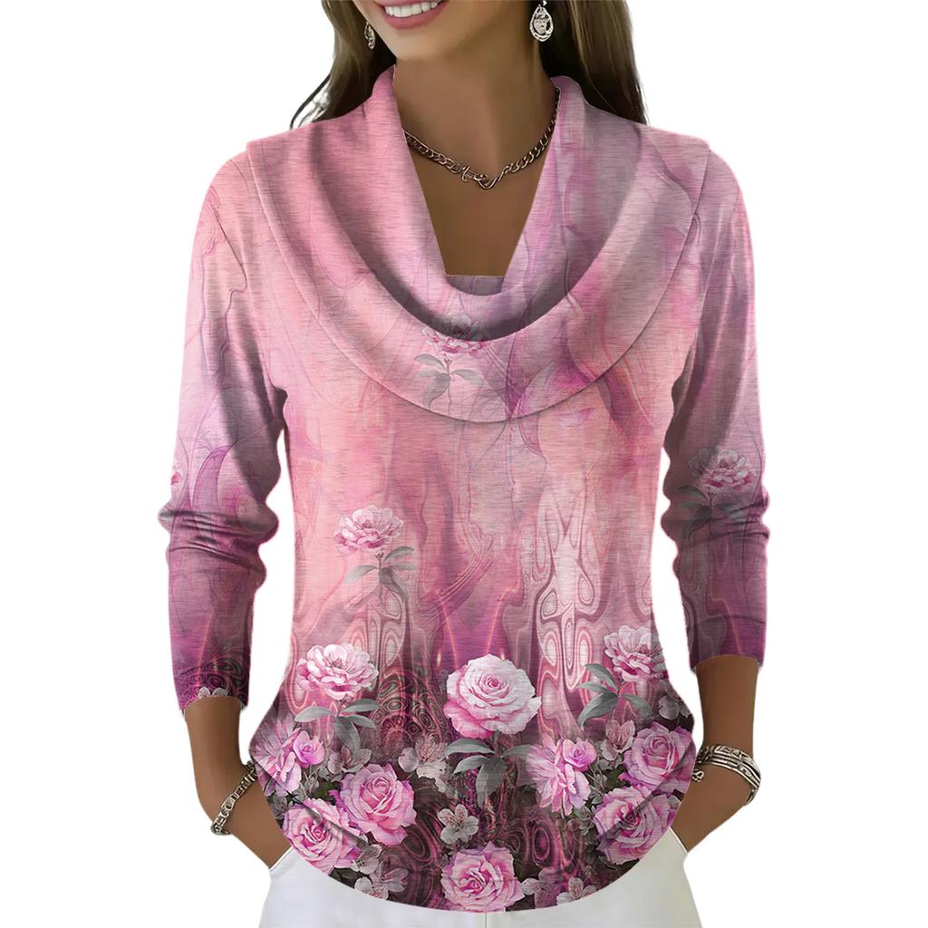 Женский повседневный и модный свитер с круглым вырезом, длинными рукавами и принтом