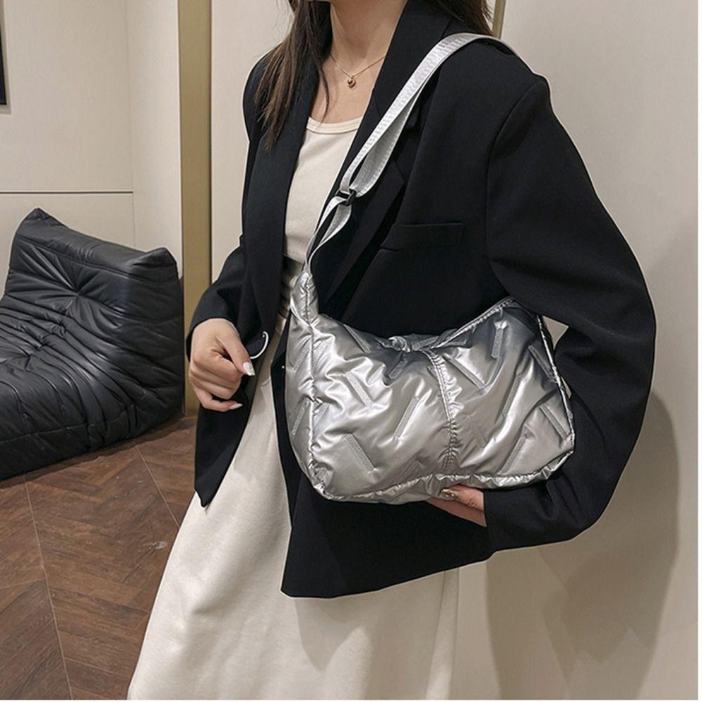 Dumpling Bag Crossbody Bag Large Capacity Nylon Handbag Bright Space Cotton Tote Bag Office Worker