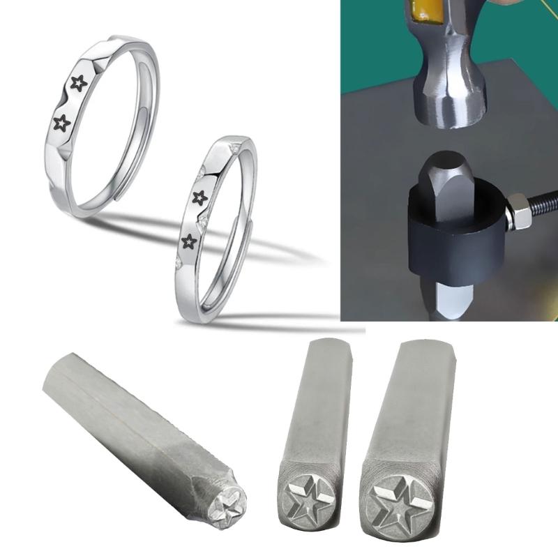 6pcs Versatile Star Shaped Metal Stamp Set Carbon Steel Punch Tools for Hobbyists Leather and Wood Embossing Supplies