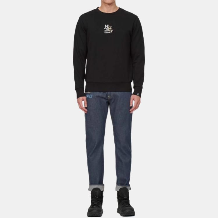 Evisu Свитшот унисекс с принтом в виде букв, с круглым вырезом, длинным рукавом, черный 2EAGNM1SW424XXCT