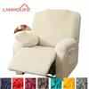 Однотонный чехол для кресла-реклайнера, 4 предмета, мягкий чехол для кресла с карманом, противоскользящий, моющийся, чехол для одноместного дивана