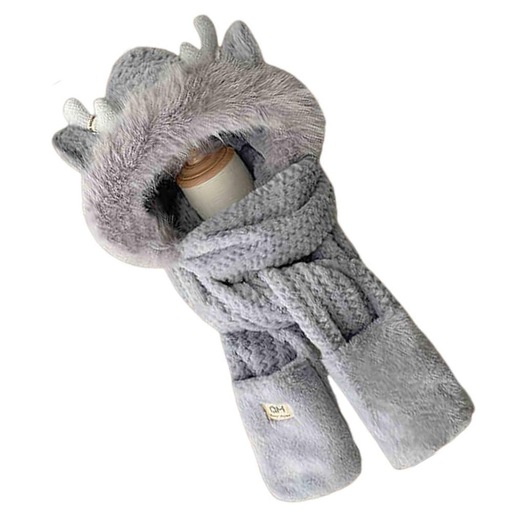 Furry Scarf Hat Gloves Set for Women Outdoor Sports Furry Soft Hat Thickened Headgear Hat for Winter Sports