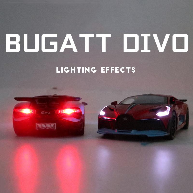1/32 масштаб Bugatti Divo, литая под давлением модель автомобиля, игрушечный автомобиль с откатным механизмом, звуком и светом для детей, коллекция подарков для мальчиков и девочек