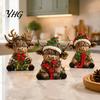 Stylish Home Decor Ornaments 3Pcs Christmas Highland Cow Figurine, Resin Yak Statues with JOY Letter Sign, Modern for Farmhouse Tabletop Ornaments,