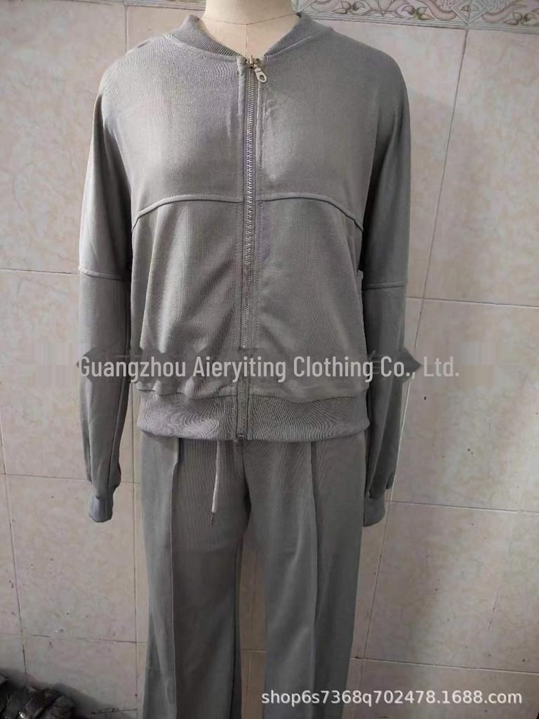 Женская повседневная спортивная одежда европейского/американского стиля весна-осень 2024 г.: Топы и брюки с длинными рукавами и круглым вырезом