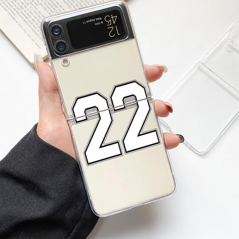 Модный Черный Номер футбол Модный Чехол для Телефона Для Samsung Galaxy Z Flip 3 4 5 6 7 Жесткий Складной Z Flip4 Прозрачная PC Крышка Подарок