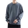 Long Sleeve Cotton Plus Crew Loose Long American Adult Charcoal X-cross Men's T-Shirt, Size, Summer, Simple, Neck, Casual, Stylish, Streetwear, Cool,
