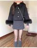 Slightly Chubby Girls' Polka Dot Woolen Half-Length Skirt - 2025 Spring/Autumn Korean Style, Elegant Fit, Retro Hip-Hugging Design