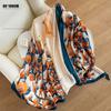 New Satin Imitation Silk Printing Large Square Scarf High-end Scarf Mother Scarf Women's 80x180cm Shawl