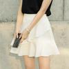 Женская одежда Корейские мини-юбки с оборками Основной однотонный цвет Модные складки Неровный высокий пояс Эластичные юбки Лето