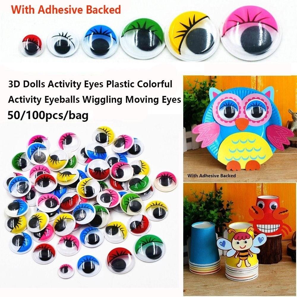50/100pcs/bag Plastic Colorful Activity Eyeballs with Eyelashes DIY Kindergarten