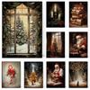 Festive Christmas Oil Painting Poster Gingerbread Man Santa Canvas Print for Home Living Room Library Wall Decor Perfect Holi