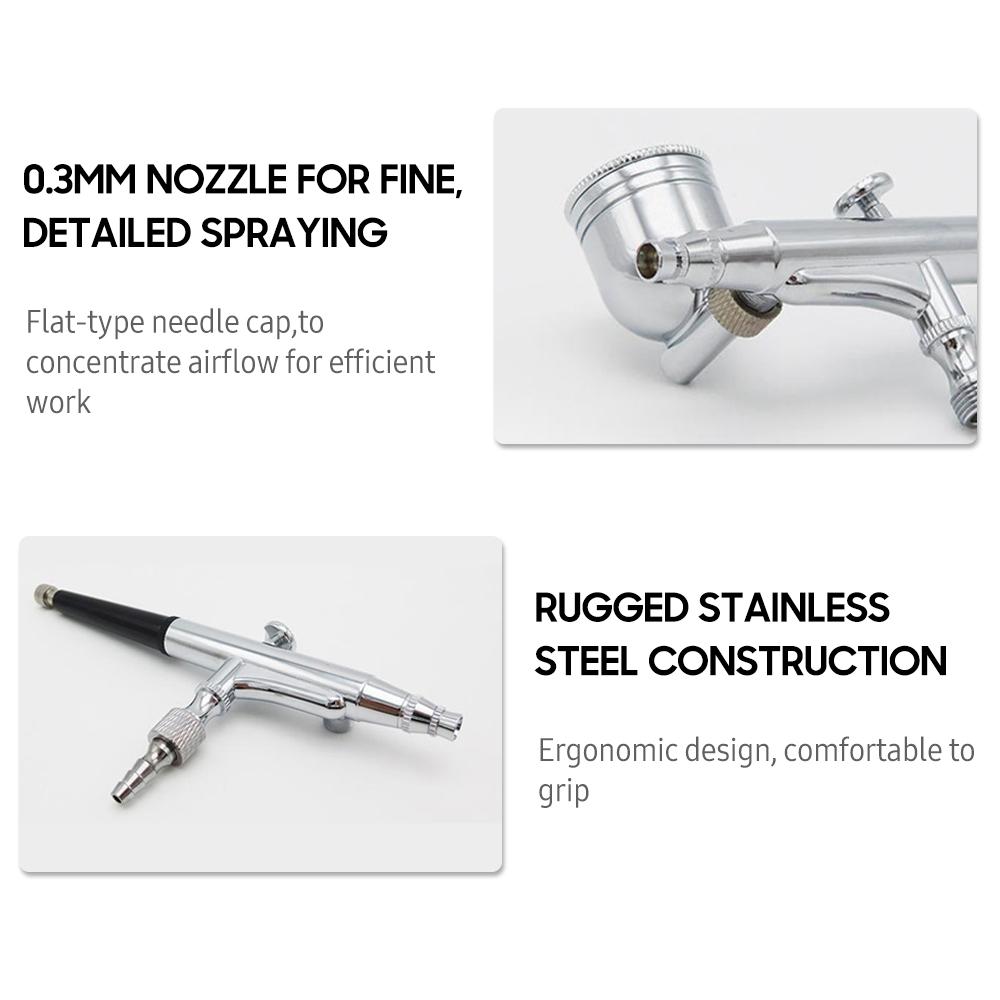 Airbrush Gun Gravity and Siphon Feed Airbrush 0.3mm Nozzle 22cc & 7cc Cups for Cake Decorating