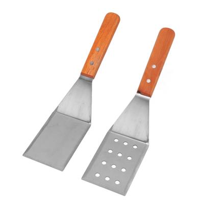 Лопатка Turner Grill Плоская лопатка из нержавеющей стали Удобная ручка Деревянная ручка Термостойкая Легкая