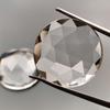 2 Pieces Pair Round Rose Cut Beautiful White Glass Stone, Loose Stone, 21.60 Carat, 20 MM Size Round Stone.