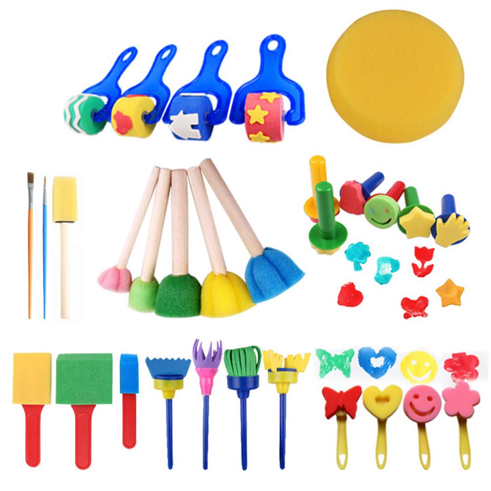 30pcs Kids Painting Brushes Set Fun Child Early Learning Sponge Painting Brushes Kit