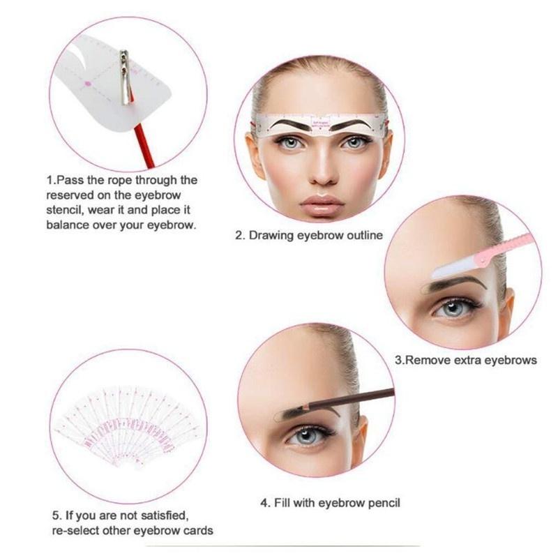 12 шт./компл. многоразовые трафареты для бровей, руководство по рисованию бровей, шаблон для укладки, шаблон для ухода за волосами, карта