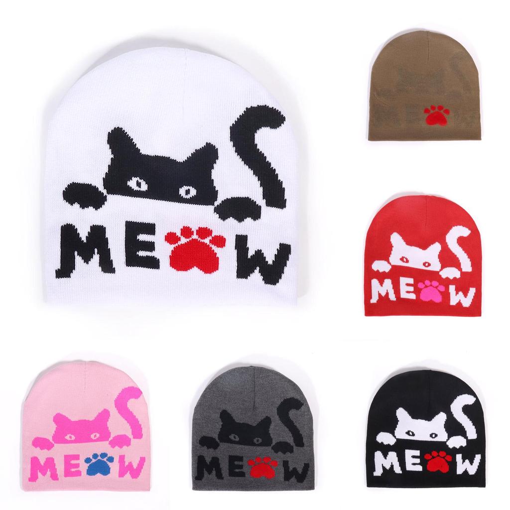 Cat Animal Pattern Knitted Beanie Hat For Women Men With Warmth And Stylish Streetwear For Fall Winter