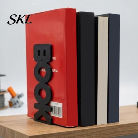 Decorative Office Desk Accessories 3D Printed BOOK Letter Bookend, Minimalist Creative Book Support Stand, Thickened Anti-Slip Functional Bookends