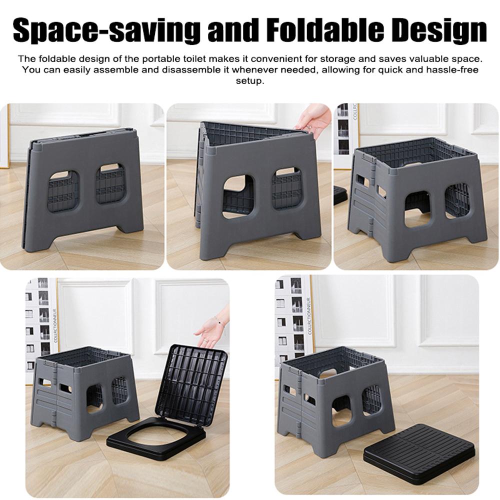 Дорожный автомобильный туалет, портативный складной горшок для кемпинга, аварийный туалет с крышкой, нагрузка до 150 кг для автомобиля