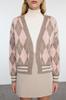 Women's Elegance Style Cardigan Mink Soft Textured Arugula Pattern Knitwear Cardigan
