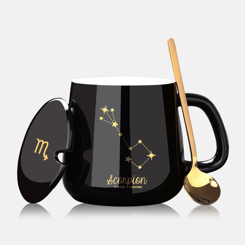 Персонализированная керамическая кружка для кофе с крышкой и ложкой - Праздничный дизайн для пар