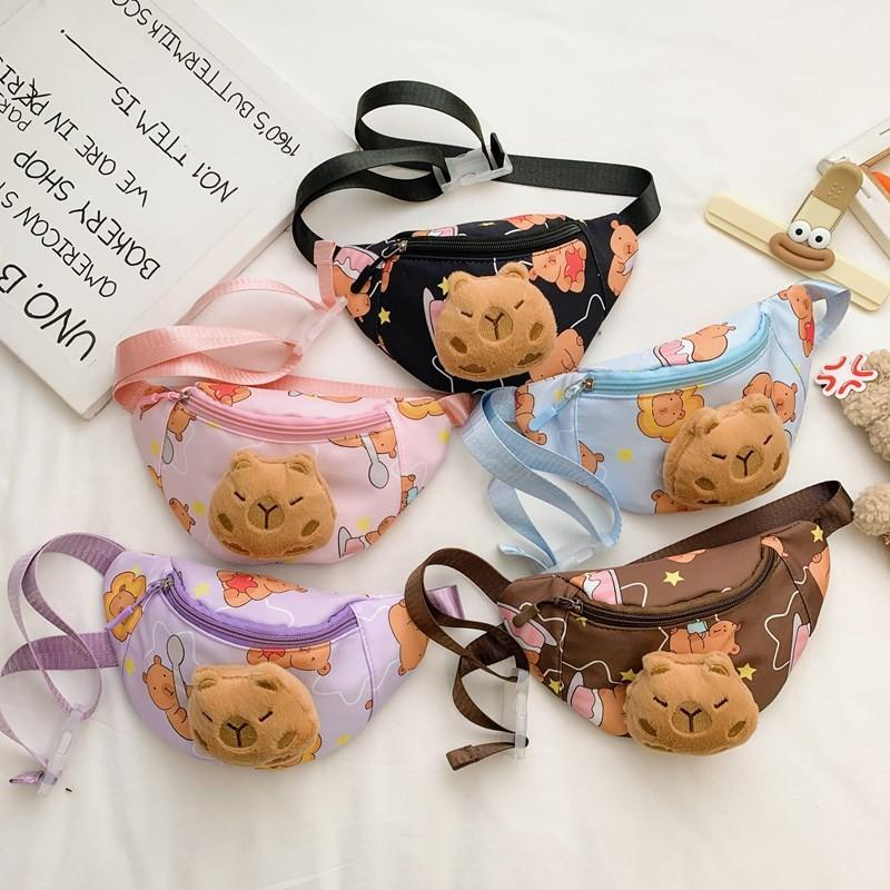 Cute And Fun Capybara Themed Children's Chest Bag Durable Polyester Lining For Everyday