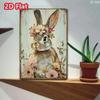 Металлическая табличка BUNNYBLOSSOM Винтажный кролик с цветочным венком - Ржавый железный настенный декор для дома