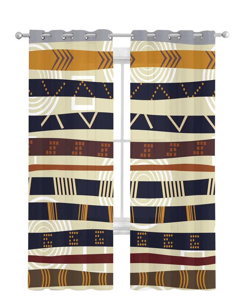 Tribal Retro Ethnic Sheer Curtains Living Room Window Tulle Curtains For Bedroom Kitchen Home Decoration Voile Drapes