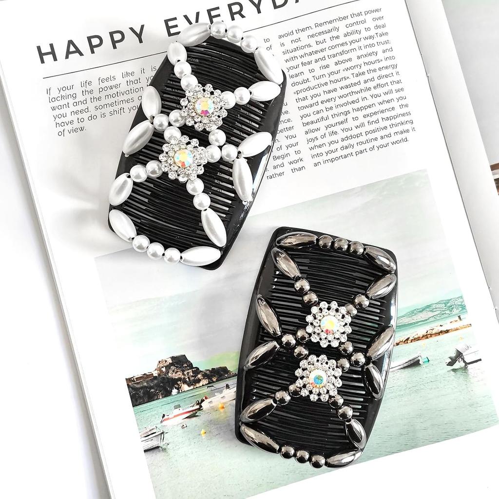 1/2/3 шт. Волшебные гребни для волос с бусинами, эластичные гребни для волос с бусинами, двухсторонние зажимы, гребни для волос для женщин и девочек, аксессуары для укладки волос своими руками