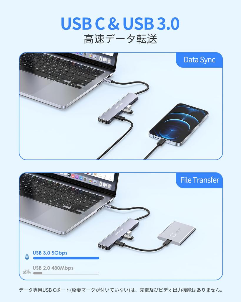 LENTION 8in1 USB C Hub 100W PD Power Supply Micro Card Reader USB High Speed Data Transfer HDMI Conversion Adapter Slim Small Compatible with MacBook