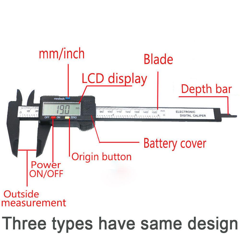 Measuring Tool Electronic Ruler LCD Gauge Micrometer Stainless Steel Digital Vernier Caliper