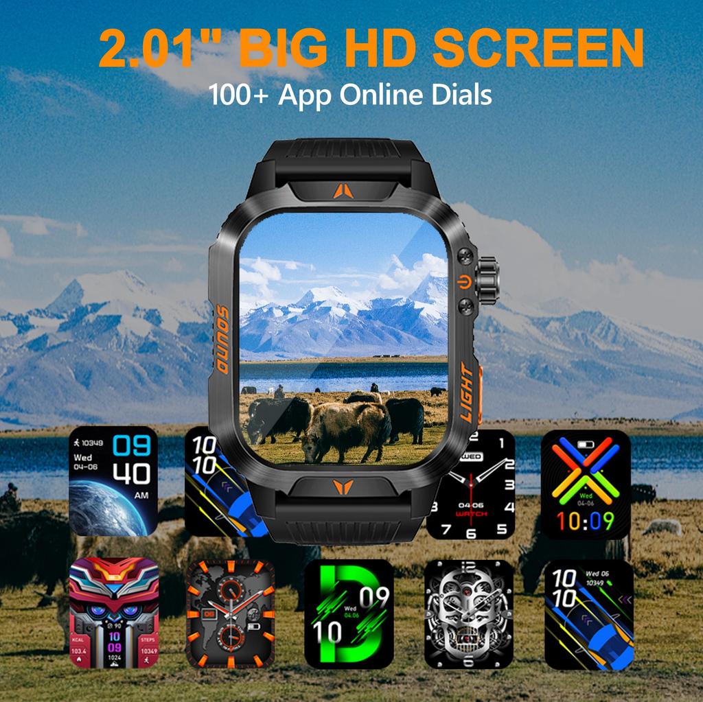 QTLLBT Sports Smartwatch, Built-in Flashlight, More Than 100 Activity Modes, Call and Message Reminders