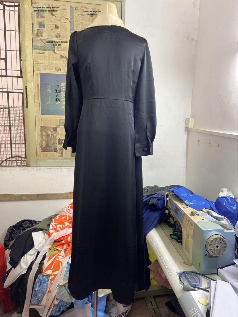 Элегантное французское осенне-зимнее 2024 года длинное платье для женщин больших размеров, стройнящее фигуру