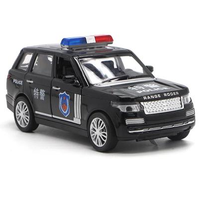 1/32 Rover Range Полицейская машина Высокое моделирование Модель автомобиля из сплава с открытыми дверями для мальчиков Модель автомобиля с инерционным механизмом E79