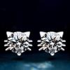 Elegant Cat Elf Stud Earrings Silver Plated White Copper Zircon Earrings for Women Trendy Accessories Gift