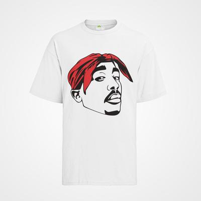 Мужская футболка 2pac Хип-хоп Красная upac Shakur Черный корпус Biggi Музыка Рэпер Голова