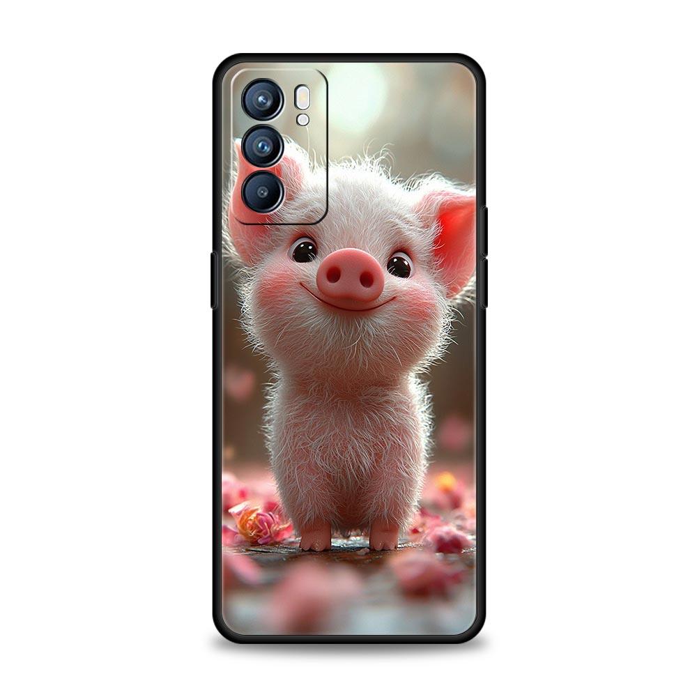 Милый Чехол для Телефона в Виде Свинки Для Oppo A17 A31 A54 A57 A78 A79 A98 Find X5 X6 Reno 6 7 8 10 11 12 13 F Pro 5G Мягкий ТПУ Чехол Fundas Capas